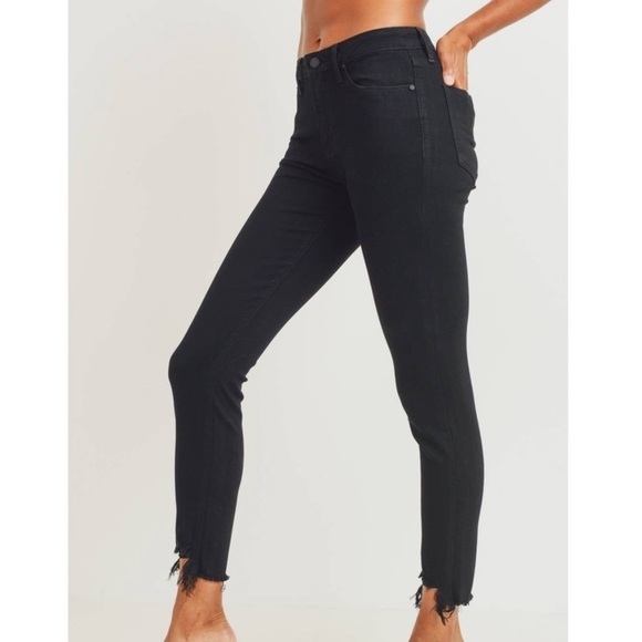 Just Black Denim Millie Black Ripped Hem Skinny Jeans Size 26 - Picture 2 of 7